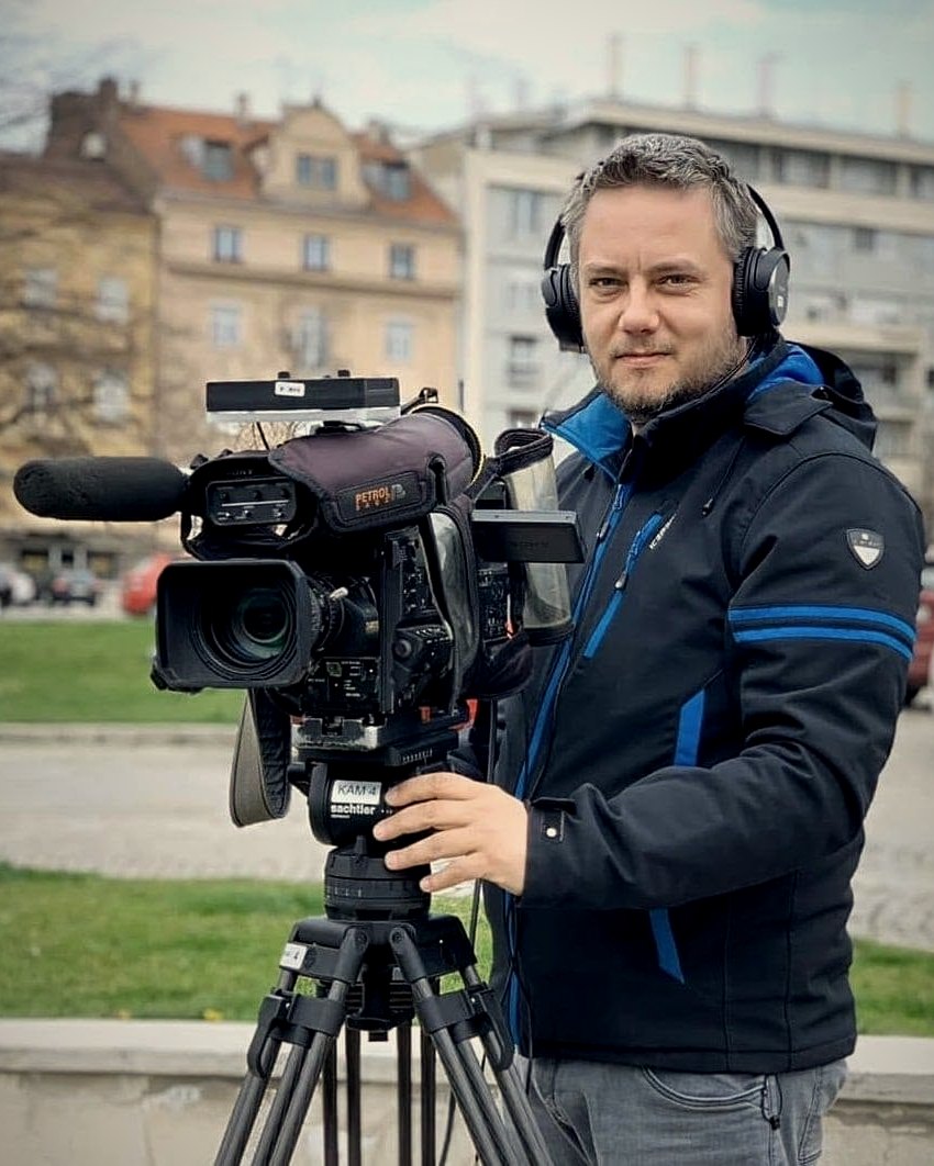 Nenad Ivanić with a broadcast camera on location